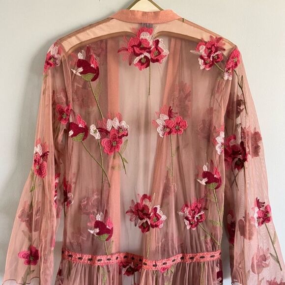 Anthropologie x Bl-nk London Sheer Floral Embroidered Kimono Duster - Picture 11 of 12